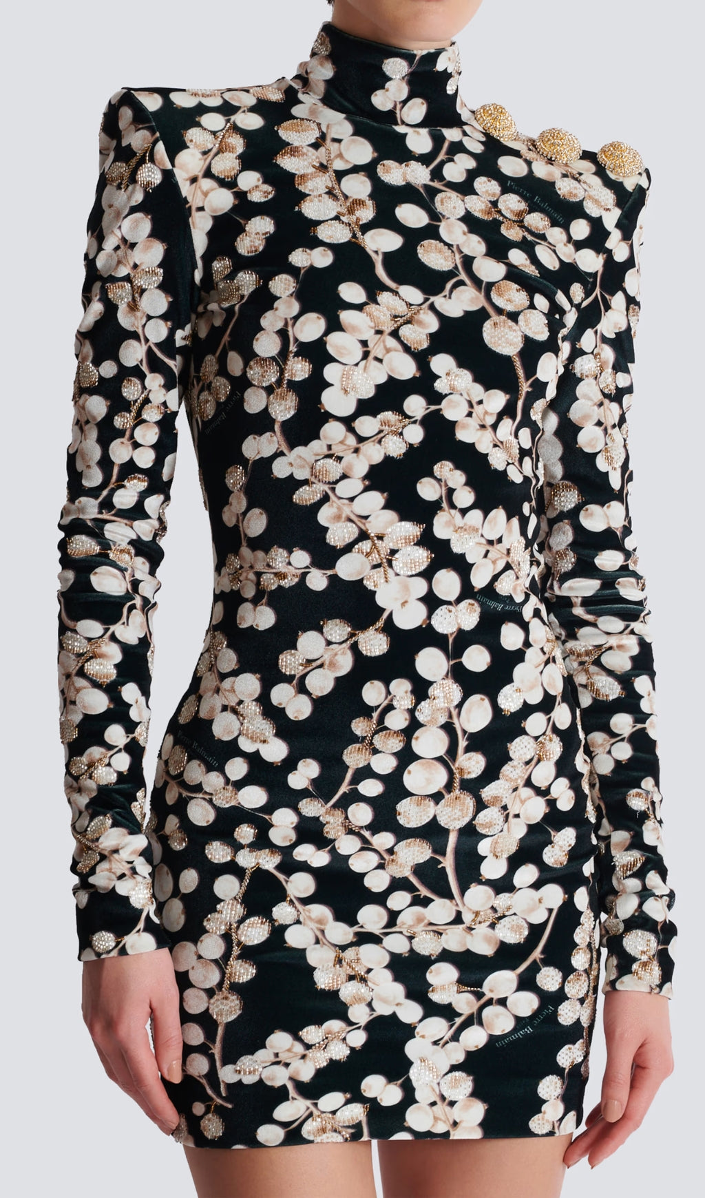 Chaha Redcurrant Print Velvet Mini Dress Flowering Girl