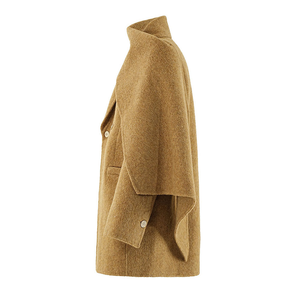 Kahki Woolen Coat Flowering Girl