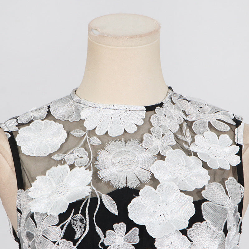 Cessair Sleeveless Flower Embroidery Midi Dress Flowering Girl