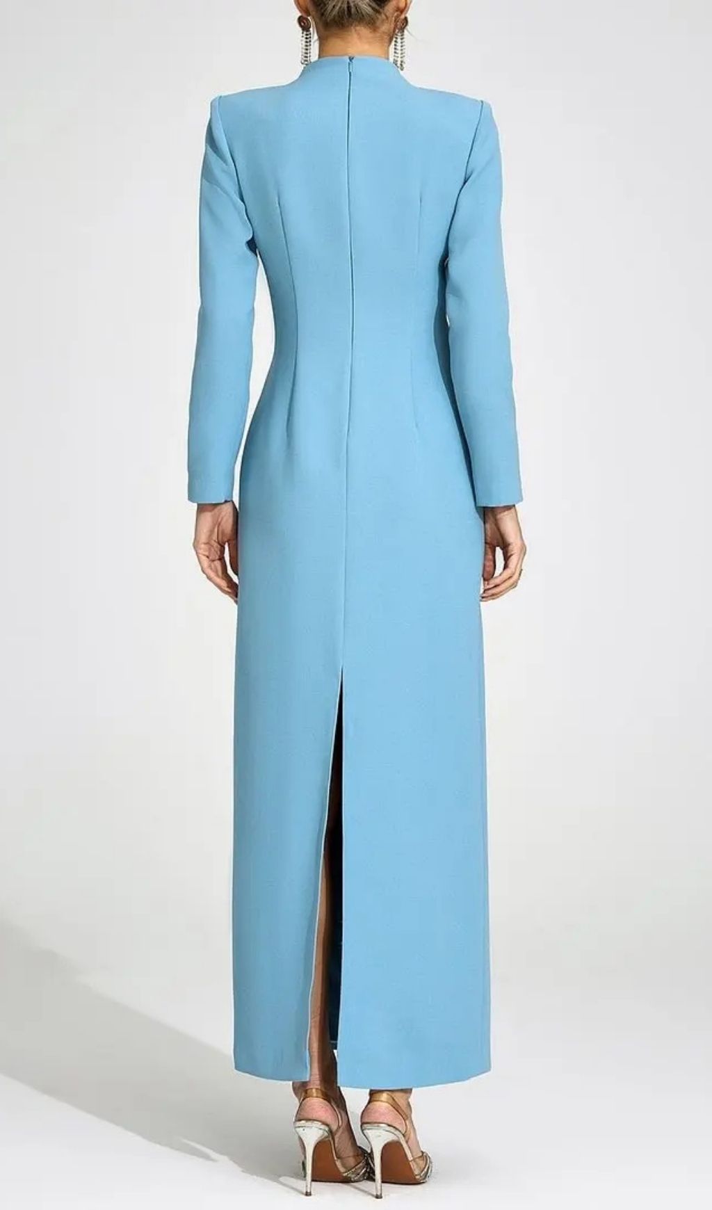 Nicola Diamond Embellished Long Sleeve Maxi Dress - Blue Flowering Girl