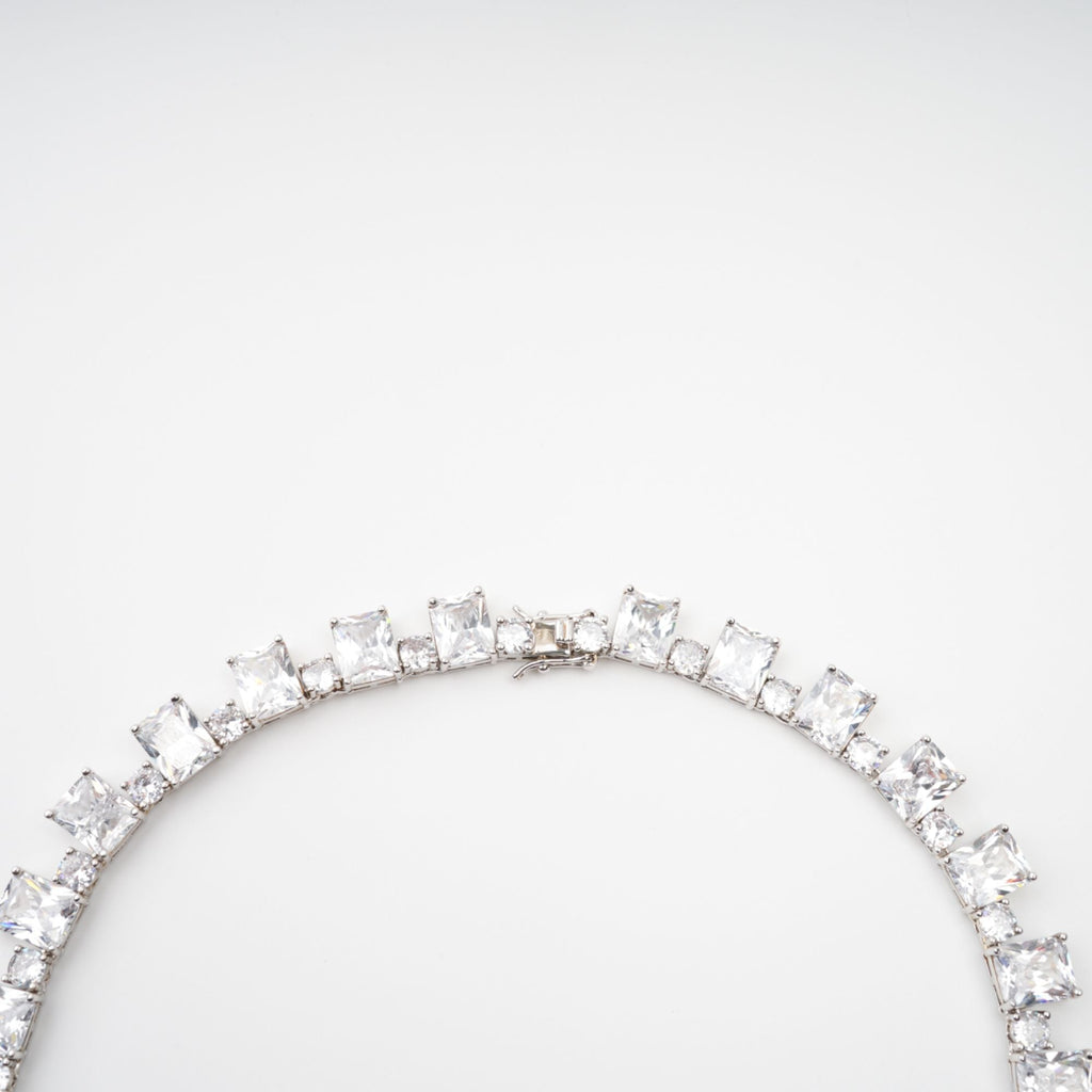 Mathilde Silver Tone Crystal Embellished Necklace Flowering Girl