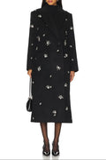 Philippa Crystal Embellished Coat In Black Flowering Girl