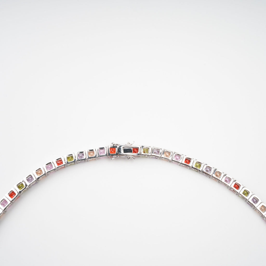 Avril Multicolor Square Cut Crystal Embellished Necklace Flowering Girl