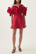Etta Flower Strapless Mini Dress In Red Flowering Girl