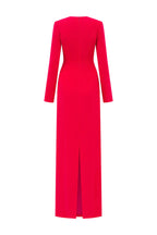 Hilary Red Padded Shoulder Crystal Embellished Straight Maxi Dress Flowering Girl