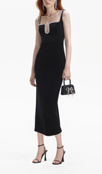 BLACK VELVET MIDI DRESS Flowering Girl