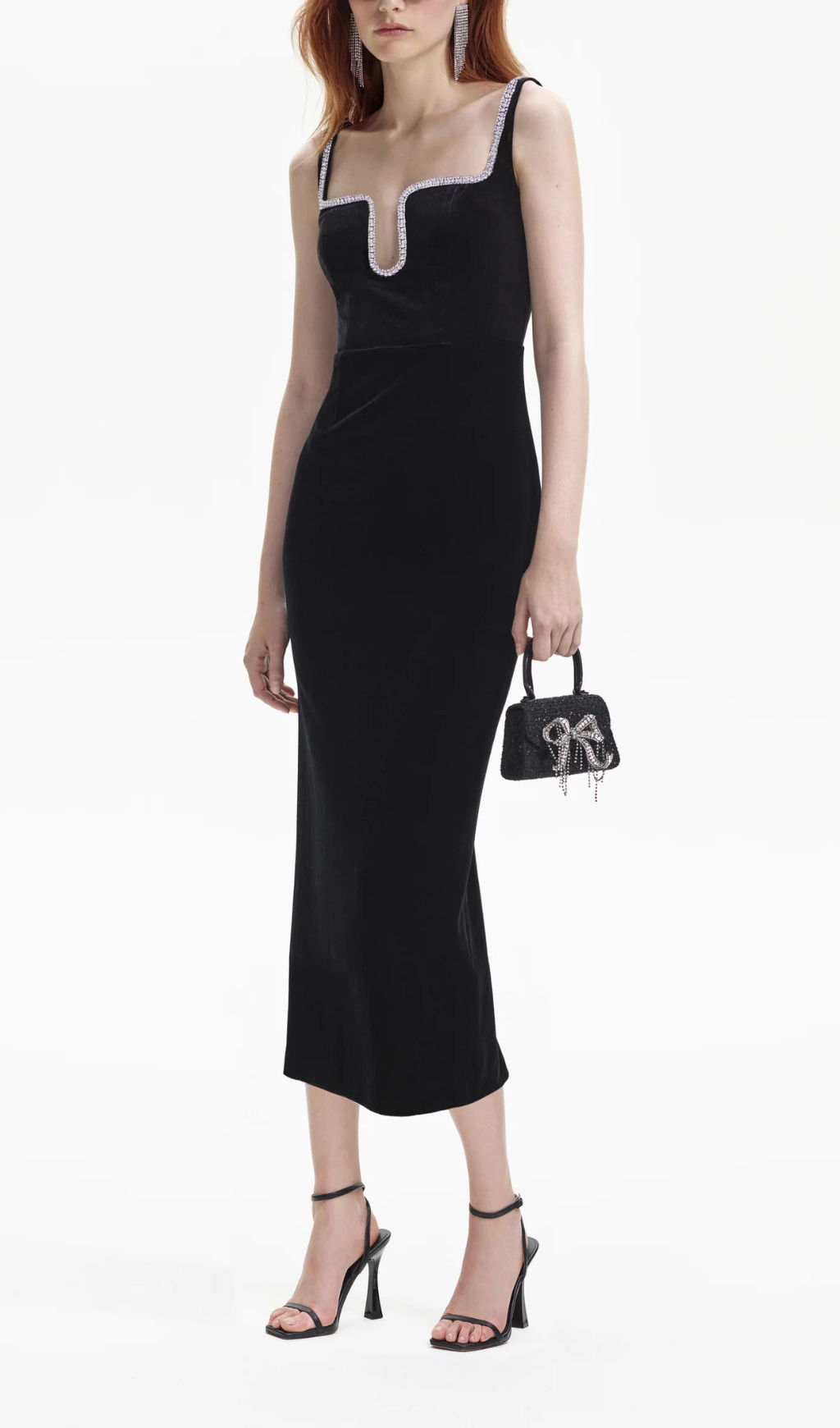 BLACK VELVET MIDI DRESS Flowering Girl