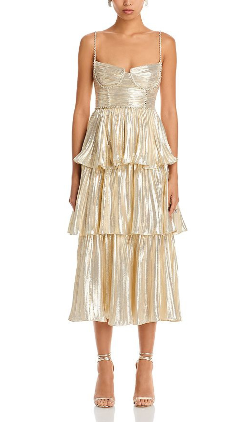 TIERED METALLIC MIDI DRESS Flowering Girl