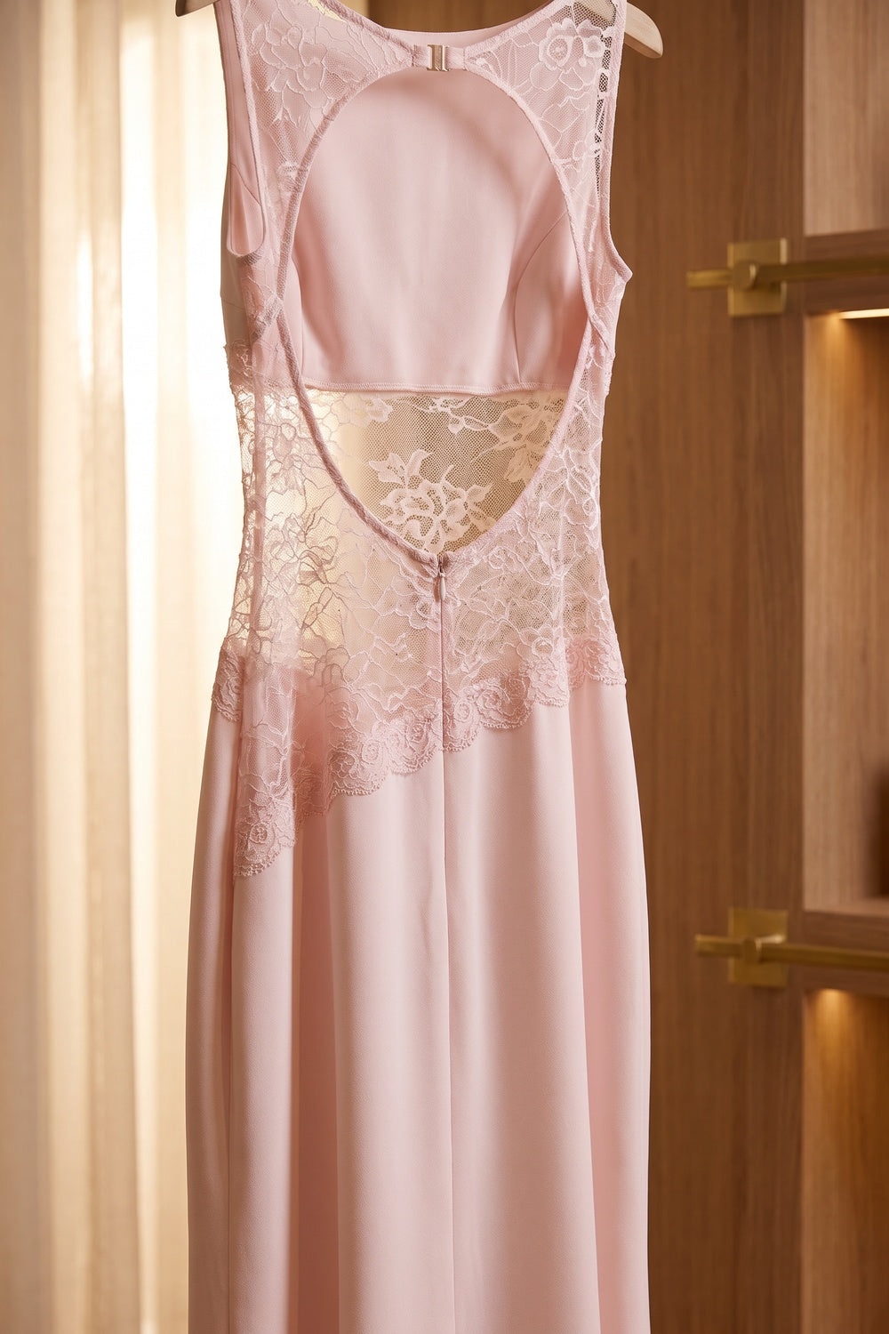 Soft Pink Lace Panel Maxi Dress Flowering Girl