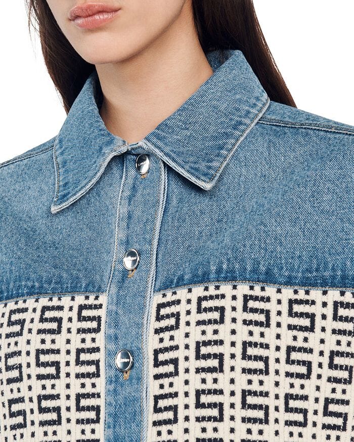 CORDOUE LOGO JACQUARD DENIM CROPPED JACKET Flowering Girl