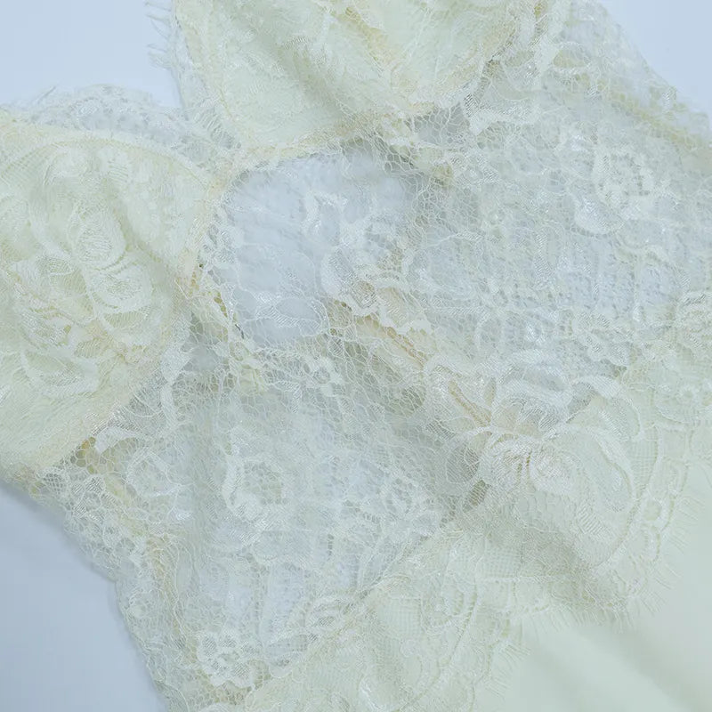 Erastes Spaghetti Lace Maxi Dress In Cream Flowering Girl
