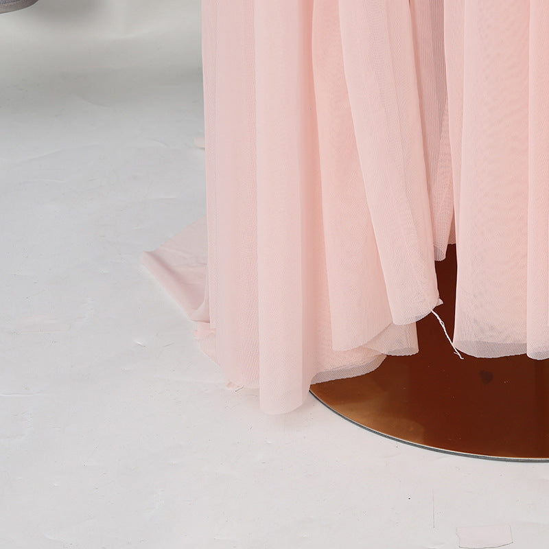 Pale Pink Lightweight Jersey Mermaid Gown Flowering Girl