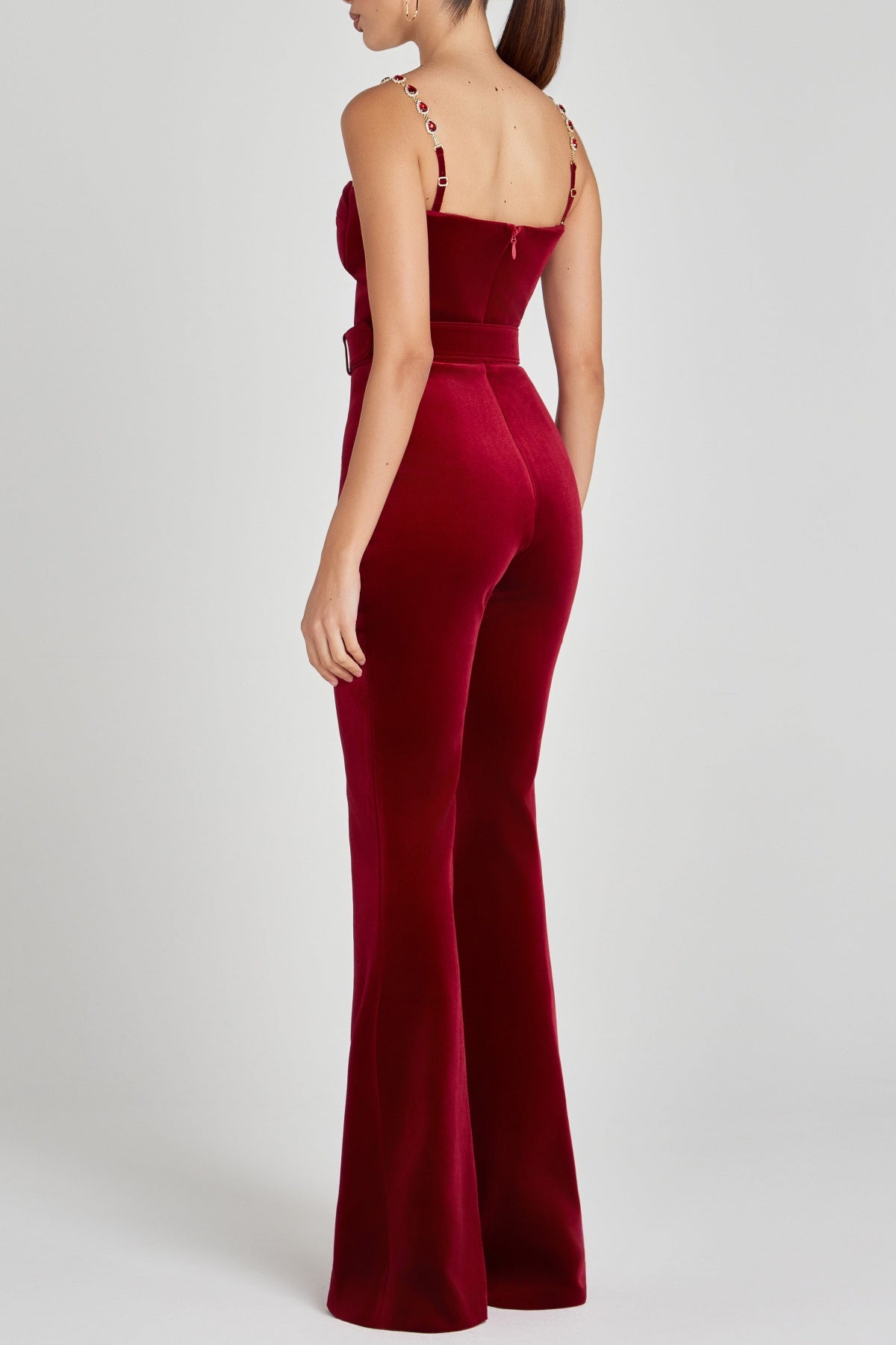 Kalene Diamante Chain Velvet Jumpsuit Flowering Girl