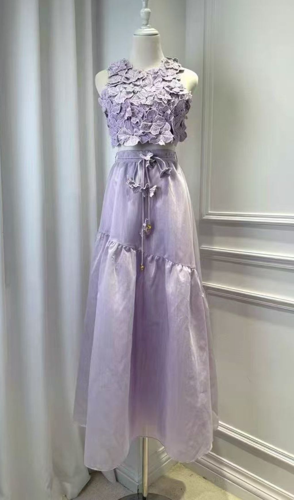 Farren Purple Flower Two-Piece Set Flowering Girl