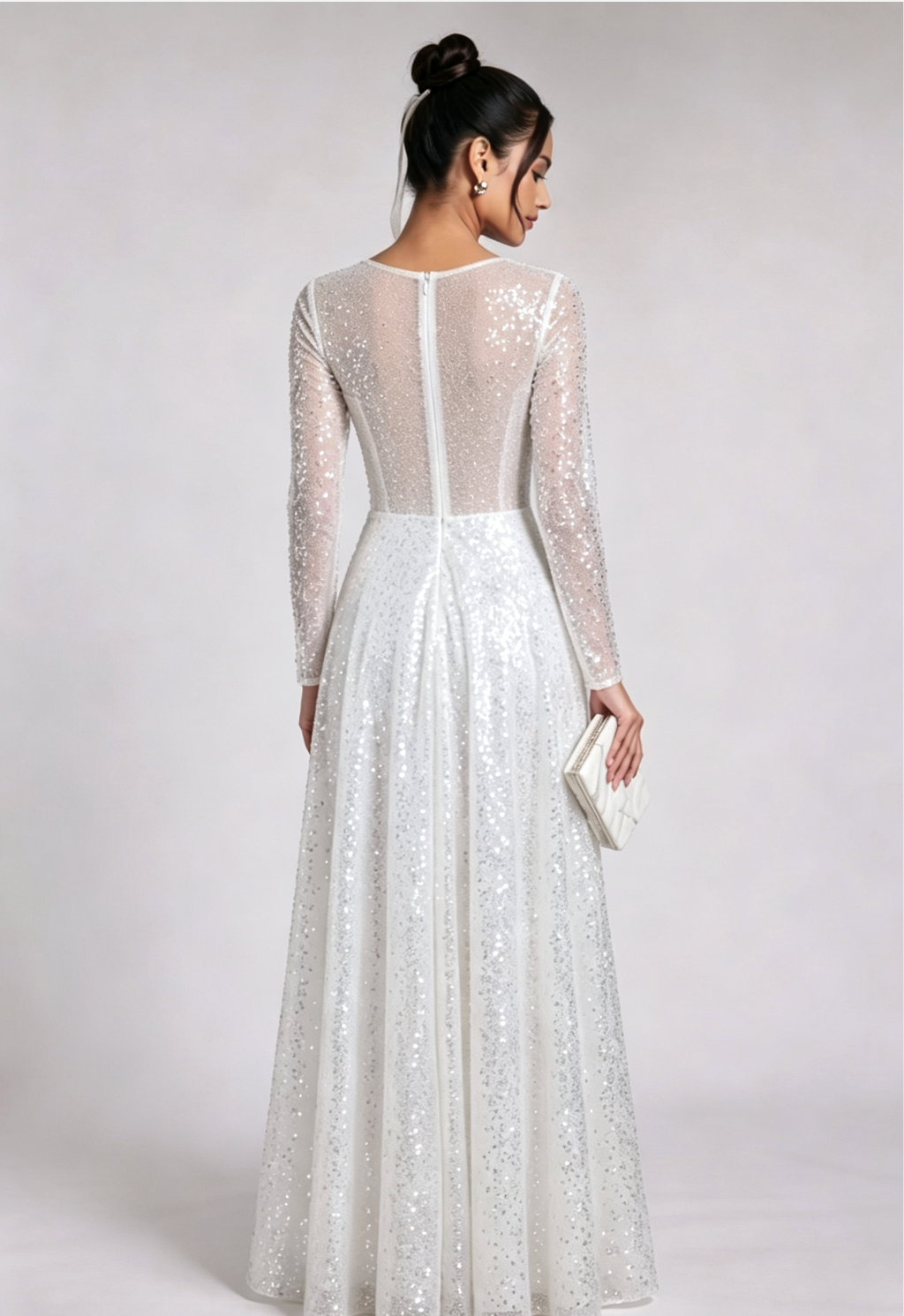White Sequined Tulle A-Line Gown Flowering Girl
