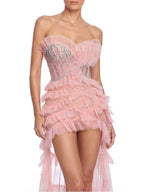 Sorevin Strapless Rhinestone High Low Dress Flowering Girl