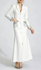 Simona White Diamond Embellished Maxi Dress Flowering Girl