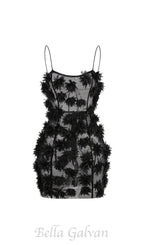 flower embellished Mini Dress in black Flowering Girl