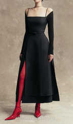 PHANTOM Fringed Midi Dress in black Flowering Girl