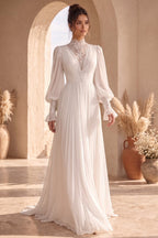 White Chiffon A-Line Gown with Lace Details Flowering Girl