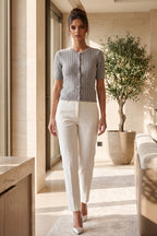 Heather Grey Cable-Knit Fitted Cardigan Flowering Girl