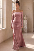 Dusty Pink Velvet Mermaid Dress Flowering Girl