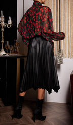 Cherry Printed See Through Blouse Flowering Girl
