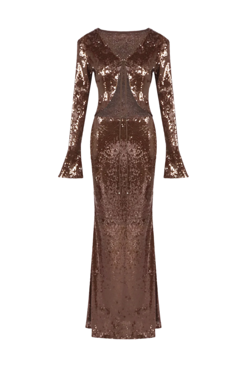 Aubelin Sequin Two Piece Set - Brown Flowering Girl