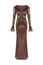 Aubelin Sequin Two Piece Set - Brown Flowering Girl