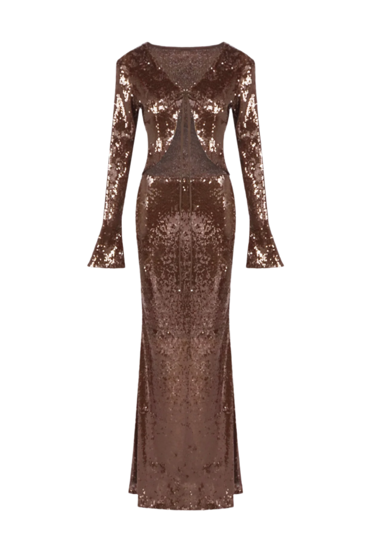 Aubelin Sequin Two Piece Set - Brown Flowering Girl