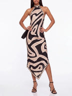 Zelmic Backless Printed Midi Dress Flowering Girl