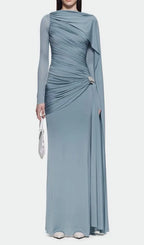 Hanayo Ruched Long Sleeve Maxi Dress Flowering Girl