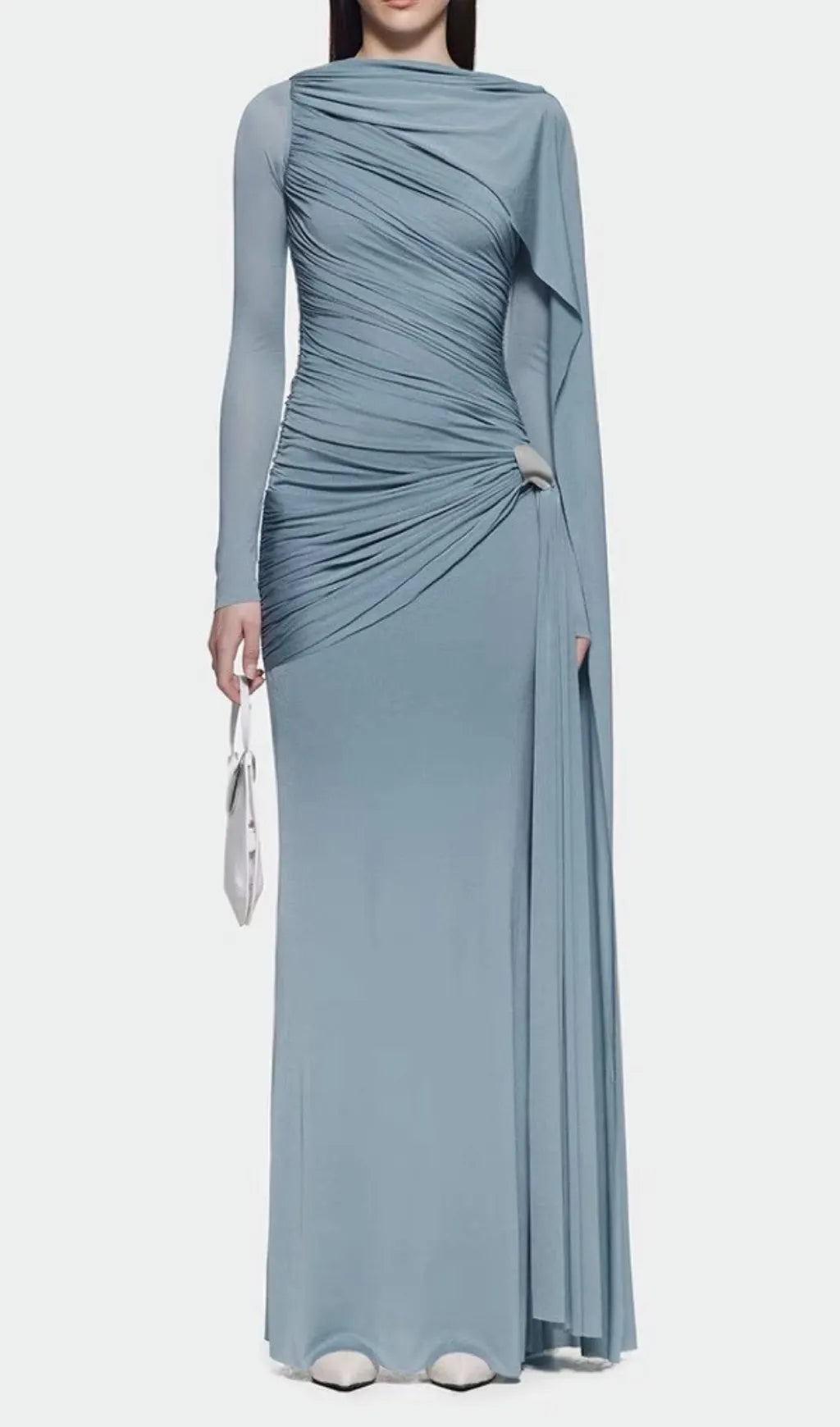 Hanayo Ruched Long Sleeve Maxi Dress Flowering Girl