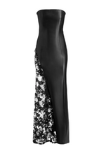 Damien Faux Leather Strapless Lace Maxi Dress Flowering Girl