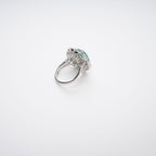 Clémence Green Emerald Cut Gemstone Sterling Silver Ring Flowering Girl