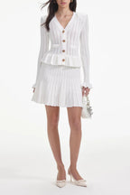 White Knit Peplum Mini Dress Flowering Girl