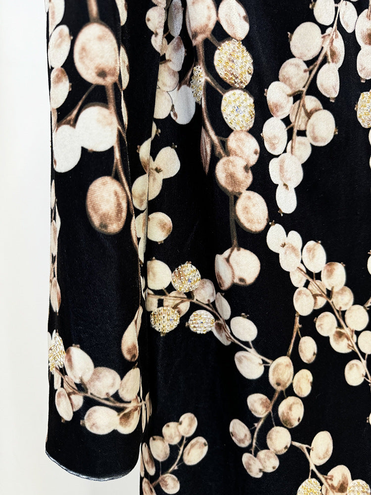 Chaha Redcurrant Print Velvet Mini Dress Flowering Girl