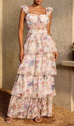 Phaevric Sleeveless Printed Tiered Maxi Dress Flowering Girl