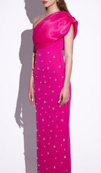Camille One Shoulder Crystal Bandage Maxi Dress Flowering Girl