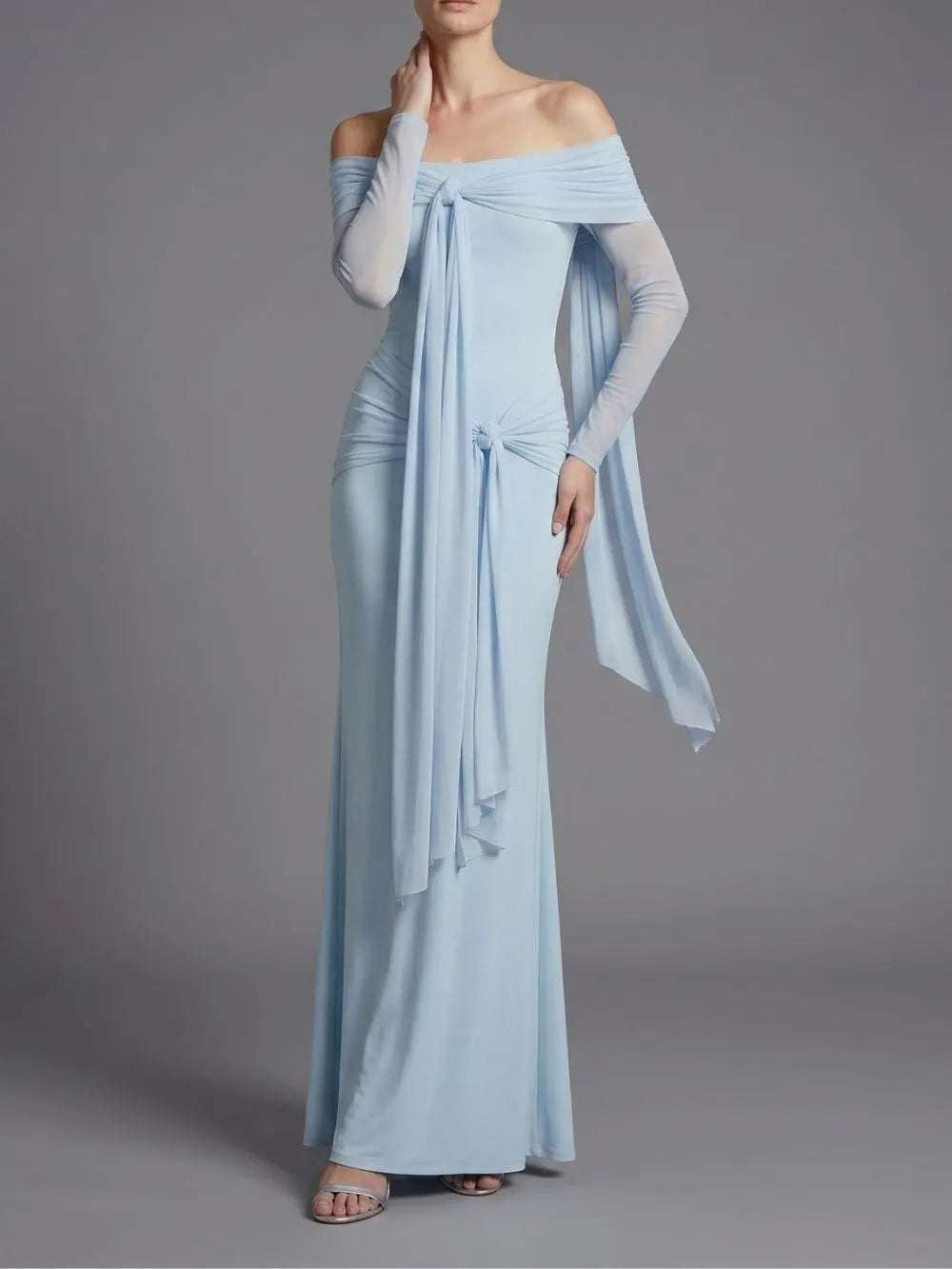 Jalenor Off Shoulder Twisted Maxi Dress Flowering Girl