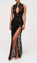 Ivana Black Lace Sleeveless Maxi Dress Flowering Girl