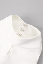v-Neck Cutout Backless Crepe Halter Dress - White Flowering Girl