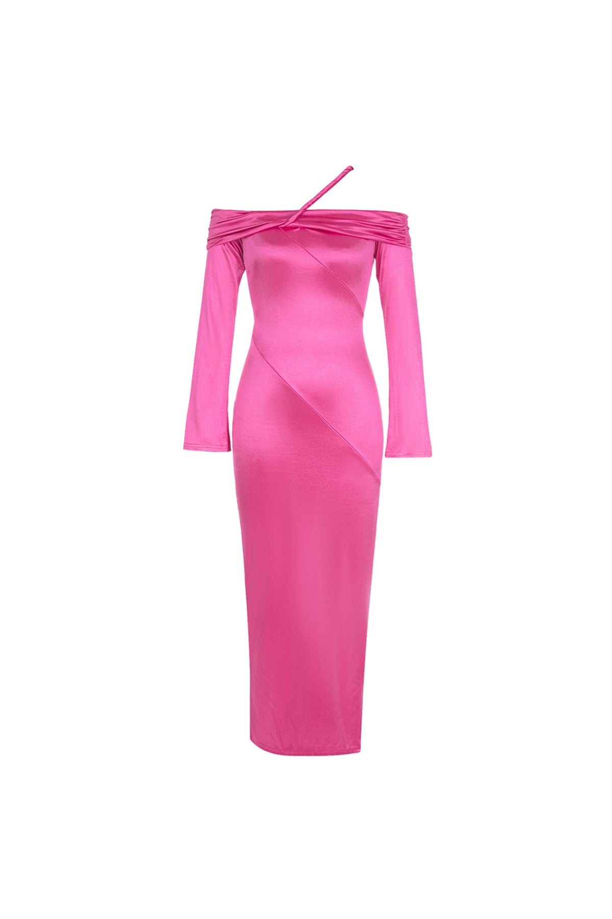 Stain Split Maxi Dress In Pink Flowering Girl
