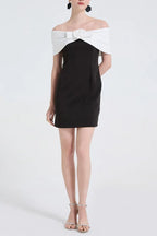 Sandra Off-Shoulder 3d Flower Mini Dress In Black Flowering Girl