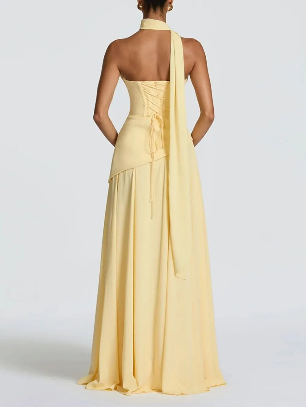 Materia Yellow Strapless Maxi Dress Flowering Girl