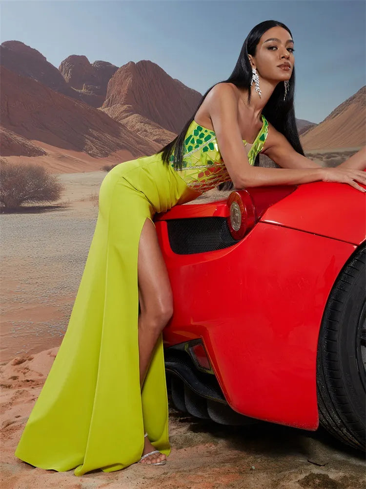 Mayten Green One-Shoulder Backless Gown Flowering Girl