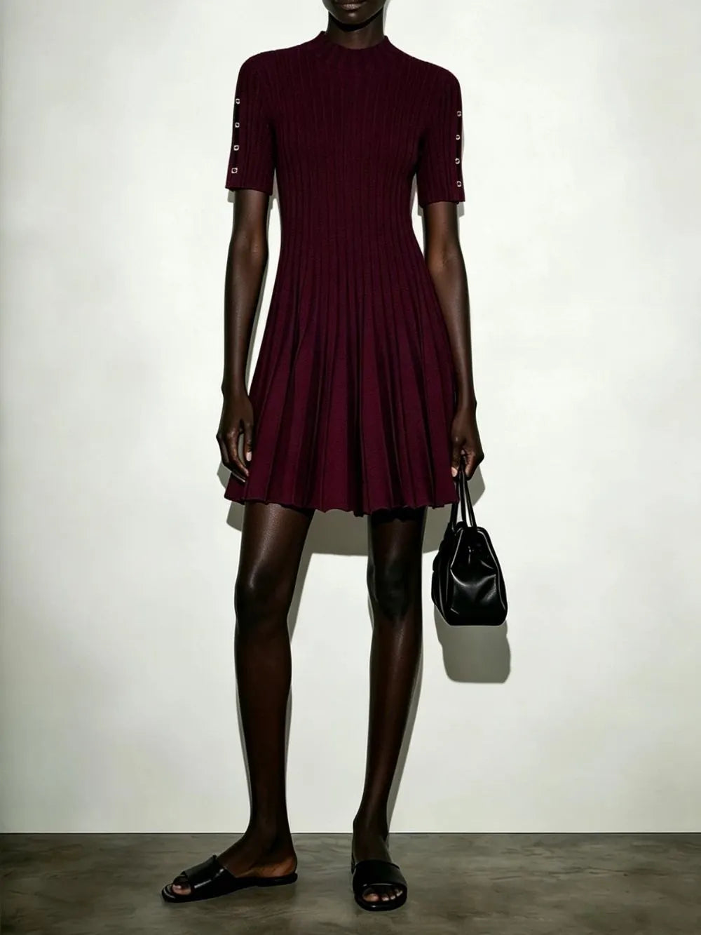 Mariluz Wine Knit Mini Dress Flowering Girl
