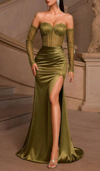Maddie Lace Corset Satin Maxi Dress Flowering Girl