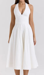 Dezba White Halter Corset Midi Dress Flowering Girl