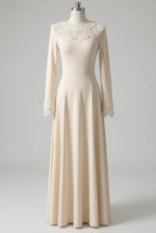 Cream Fine Knit Jersey Fit-and-Flare Dress Flowering Girl